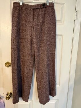 Anne Klein Purple Speckled  Wide-Leg Wool Blend Trousers